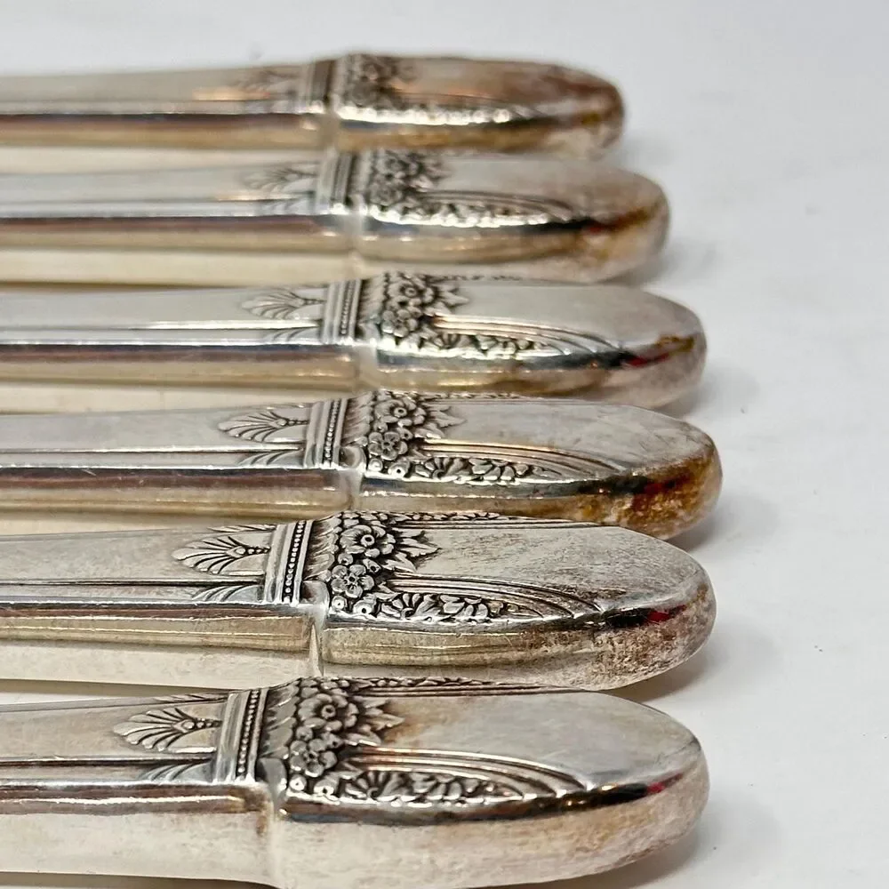 1847 Rogers Bros First Love Silverplate Dinner Knives Hollow Handle Set of 6